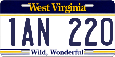 WV license plate 1AN220