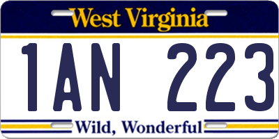 WV license plate 1AN223
