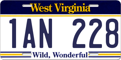 WV license plate 1AN228