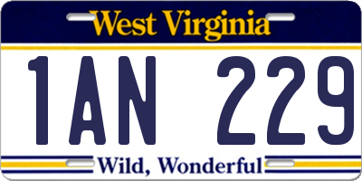 WV license plate 1AN229