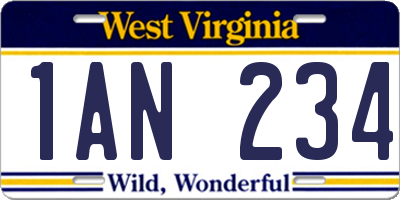 WV license plate 1AN234