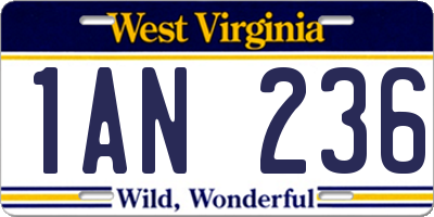 WV license plate 1AN236