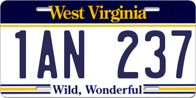 WV license plate 1AN237