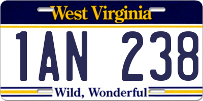WV license plate 1AN238