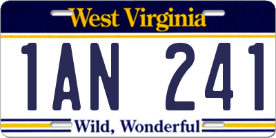 WV license plate 1AN241