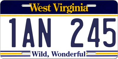WV license plate 1AN245