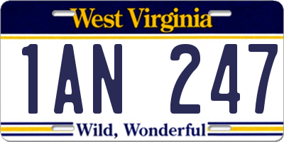 WV license plate 1AN247