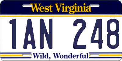 WV license plate 1AN248