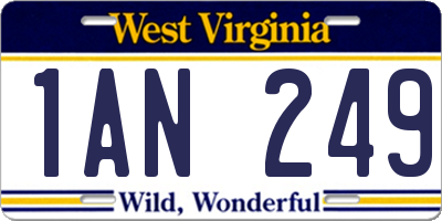 WV license plate 1AN249