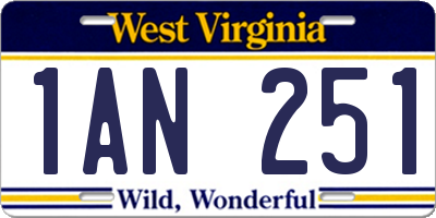 WV license plate 1AN251