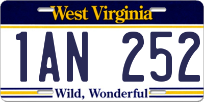 WV license plate 1AN252