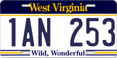WV license plate 1AN253