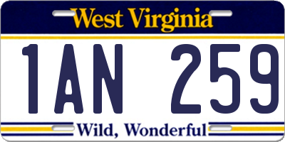 WV license plate 1AN259