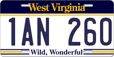 WV license plate 1AN260