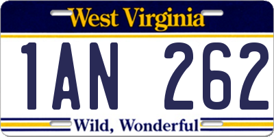 WV license plate 1AN262