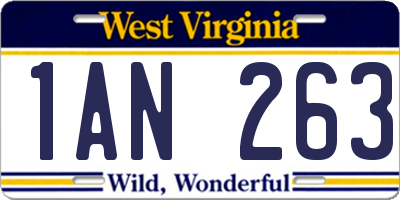 WV license plate 1AN263