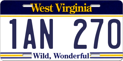 WV license plate 1AN270