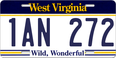 WV license plate 1AN272
