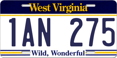 WV license plate 1AN275