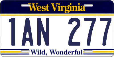 WV license plate 1AN277