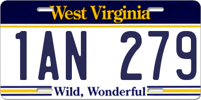 WV license plate 1AN279