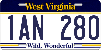 WV license plate 1AN280