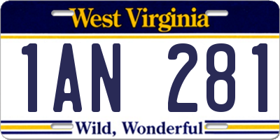 WV license plate 1AN281