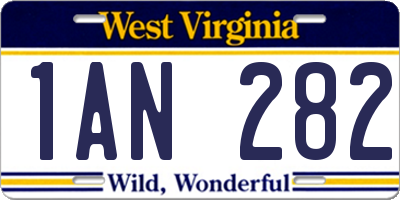 WV license plate 1AN282