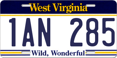 WV license plate 1AN285