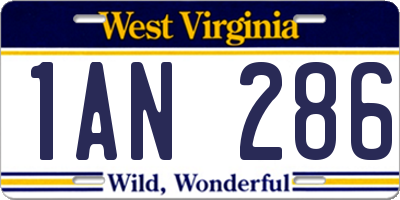 WV license plate 1AN286