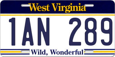 WV license plate 1AN289