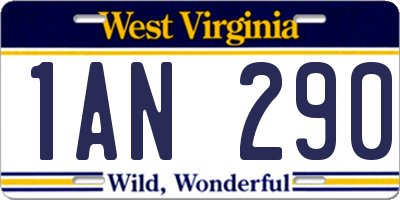 WV license plate 1AN290