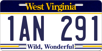 WV license plate 1AN291