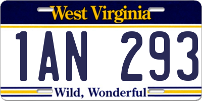 WV license plate 1AN293