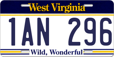 WV license plate 1AN296
