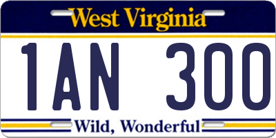 WV license plate 1AN300