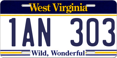 WV license plate 1AN303