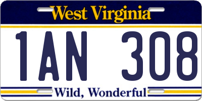 WV license plate 1AN308