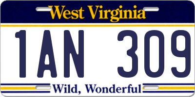 WV license plate 1AN309