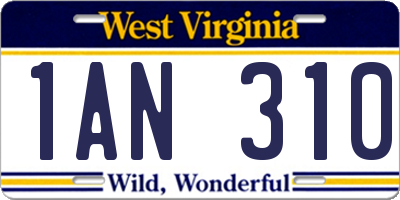 WV license plate 1AN310