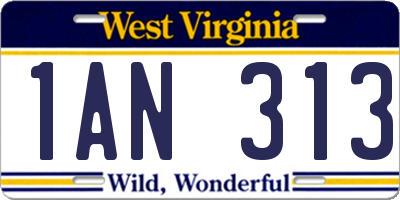 WV license plate 1AN313