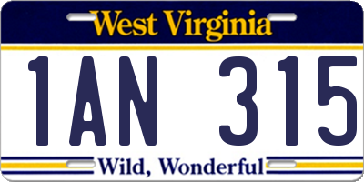 WV license plate 1AN315