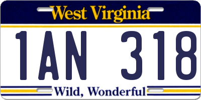 WV license plate 1AN318