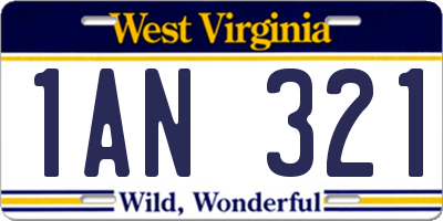 WV license plate 1AN321