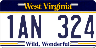 WV license plate 1AN324