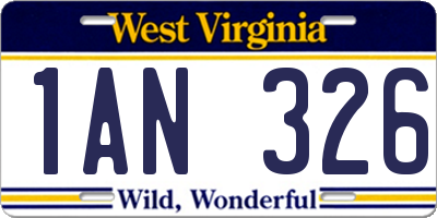WV license plate 1AN326