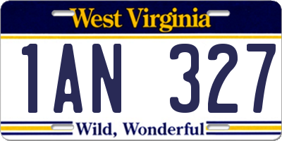 WV license plate 1AN327