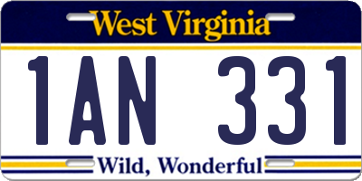 WV license plate 1AN331