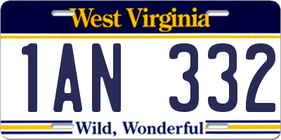 WV license plate 1AN332