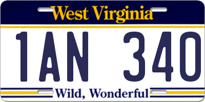 WV license plate 1AN340